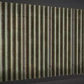 Rustic Corrugated Metal Fence With Vertical Metal Sheets And Metal Frames 3d model