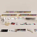Art Supplies Collection With Easels Paint Cans Palettes Brushes And Colorful Paint Sets