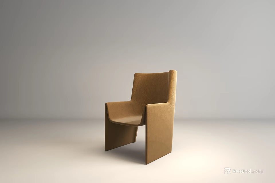 Modern Brown Accent Chair With Minimalist Design And Comfortable Upholstered Fabric 3d model 