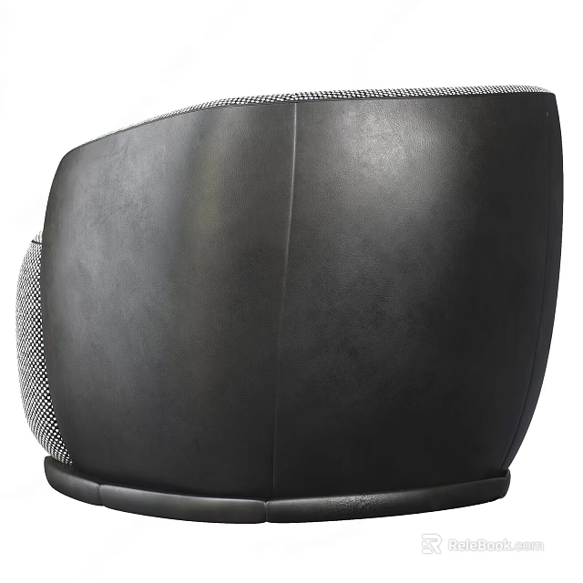 Modern Black Leather Single Sofa With Mesh Side Panel And Curved Backrest Design 3d model 