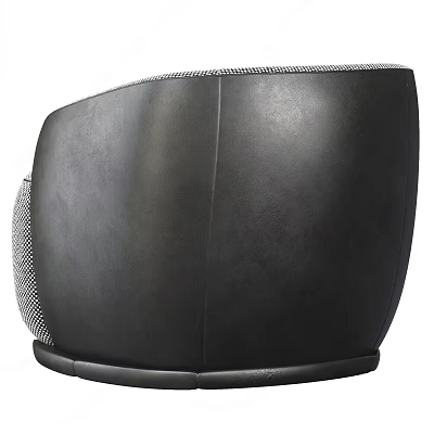 Modern Black Leather Single Sofa With Mesh Side Panel And Curved Backrest Design 3d model