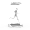 Floating Black Device Above White Base With Black Surface And Dot Formed Running Figure
