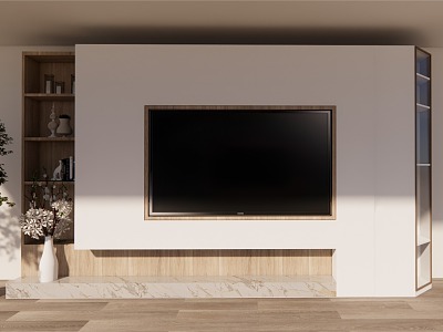 Living room log wind TV background wall model