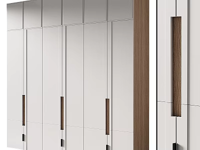 Modern Contemporary Wardrobe Design With White Cabinet Doors Wooden Panels And Sleek Handles 3d model