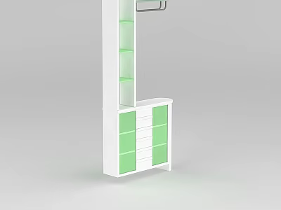 Tech Exhibition Hall Modern White Green Display Cabinet With Multiple Shelves And Drawers 3d model