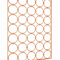 Stylish Metal Room Divider With Circular Grid Design And Interwoven Rings