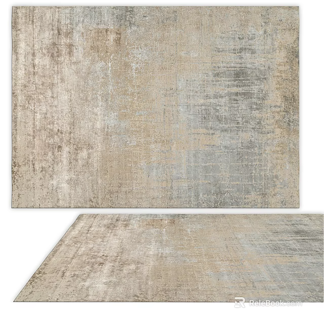 Square Rugs With Beige Gray Textured Patterns 3d model