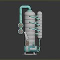 Industrial Equipment Featuring White Cylindrical Tanks Blue Connecting Pipes And Supports
