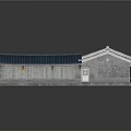 Traditional Chinese Courtyard House With Blue Roof Gray Walls And Central Courtyard
