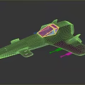 Futuristic Cosmic Spacecraft with Gray Purple Body and Blue Illuminated Parts for Aerospace Exploration