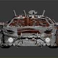Modified Car With Metallic Body Rusted Parts And Unique Roof Structures