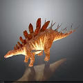 Stegosaurus Dinosaur Model With Red Spines And Orange Body On Reflective Gray Background