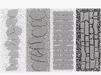Natural Stone Stepping Stones Garden Pathway Design With Slate And Pebble Patterns 3d model