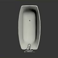 White Modern Electronic Bathtub With Gold Legs And Silver Faucet On Black Reflective Floor