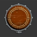 Rustic Wooden Barrel With Metal Hoops And Decorative Ring Accents