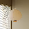 White Paper Lantern Pendant Light With Window Blinds And Tree Shadows Soft Lighting Interior 3d model