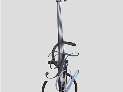 Unique Artistic Musical Instrument With Curved Lines And Vibrant Art Supplies Themed Details 3d model