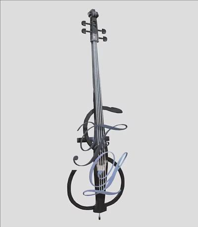 Unique Artistic Musical Instrument With Curved Lines And Vibrant Art Supplies Themed Details 3d model