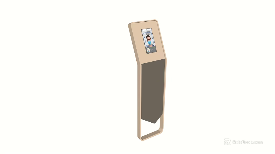 Sleek Modern Digital Kiosk With Vertical Display And Face Recognition Interface Panel 3d model 