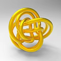 Golden Metal Intertwined Rings Decorative Ornament Decoration Set with Modern Design
