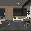 Modern Living and Dining Area With White Sofa Coffee Table and Dining Chairs