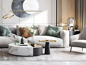 Sofa coffee table combination 3d model