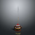 Traditional Decorative Incense Burner With Rising Smoke And Ornate Design