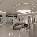 Fashion Clothing Store Modern White Interior With Mannequins And Clothes Display Racks