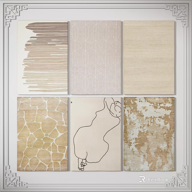 Stylish Square Carpets With Striped Geometric Textured And Abstract Pattern Designs 3d model