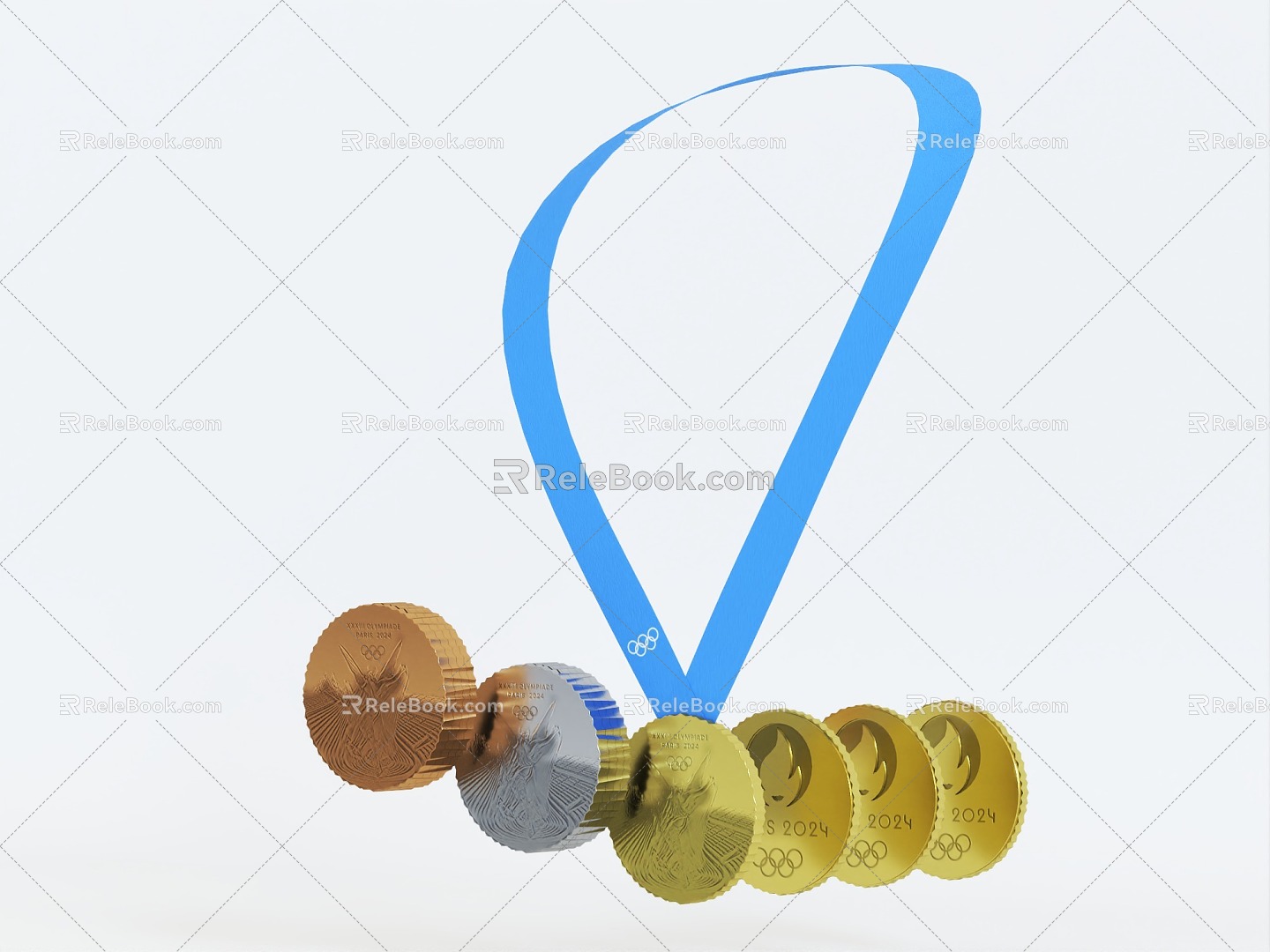 Olympic medal Paris Olympic gold medal Gold medal Silver medal Bronze medal Olympic Games 3d model