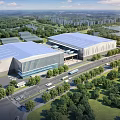 Modern Large Scale Industrial Factory Building With Flat Roof Green Surroundings And Access Roads