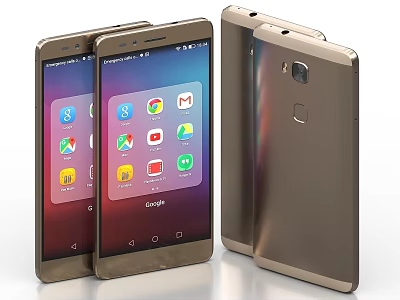 Smartphones Showcasing Front Screen Interface With App Icons And Back Metallic Design 3d model