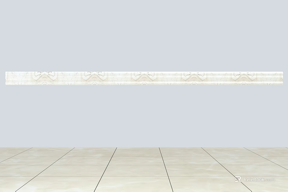 Modern Chandelier in Light Gray Wall Interior with Patterned Waistline and Light Tile Floor 3d model 