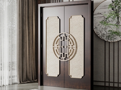 New Chinese style double door double opening door model