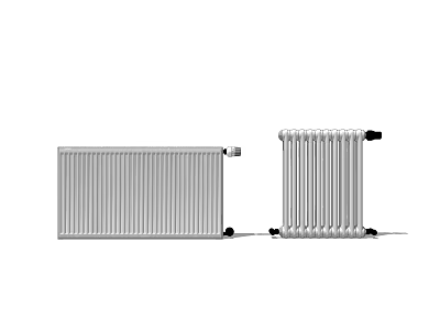 Modern Home Heating Radiators Two Different Styles Silver Metal Panel And Column Designs 3d model