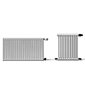 Modern Home Heating Radiators Two Different Styles Silver Metal Panel And Column Designs 3d model