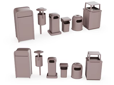 Public Facilities Different Types of Waste Bins with Various Designs for Public Areas 3d model
