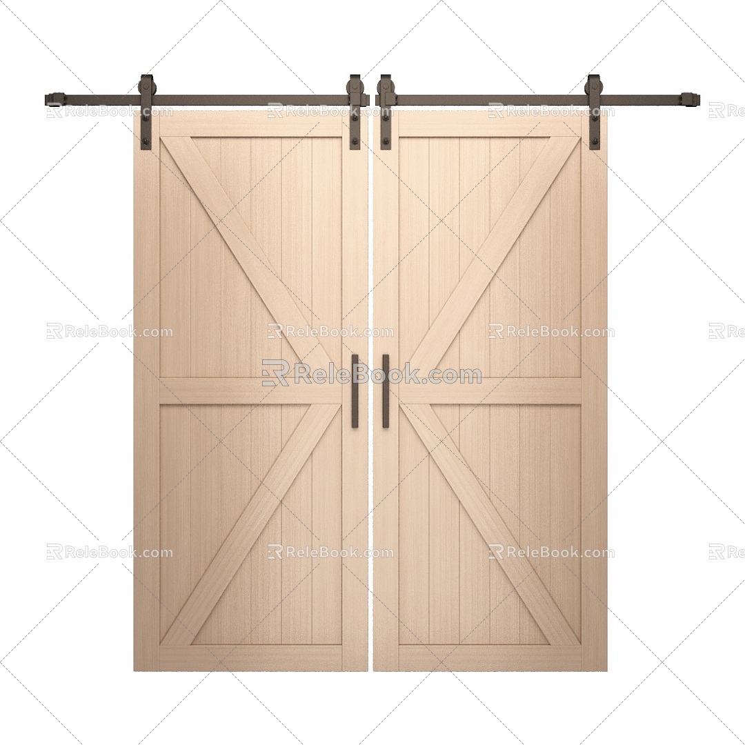 Wooden door warehouse door industrial wind 3d model