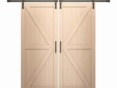 Wooden door warehouse door industrial wind 3d model