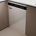 Modern Built in Dishwasher In Kitchen With Wooden Cabinets And White Countertop