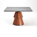 Modern Coffee Tables Featuring Round And Square Gray Tabletops With Orange Conical Bases