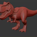 Brown Striped Tyrannosaurus Rex 3D Model Standing With Open Mouth And Sharp Teeth