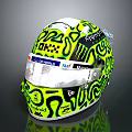 Racing Car Helmet With Yellow Black Patterns And Brand Logos Transparent Visor Design