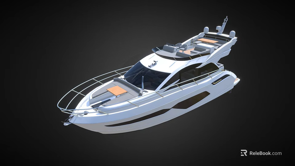 Modern Luxury White Yacht Exterior Design With Deck Railing And Cockpit 3d model 