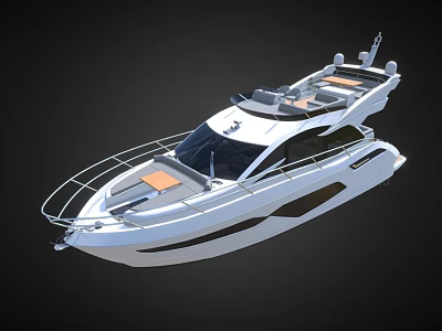 Modern Luxury White Yacht Exterior Design With Deck Railing And Cockpit 3d model