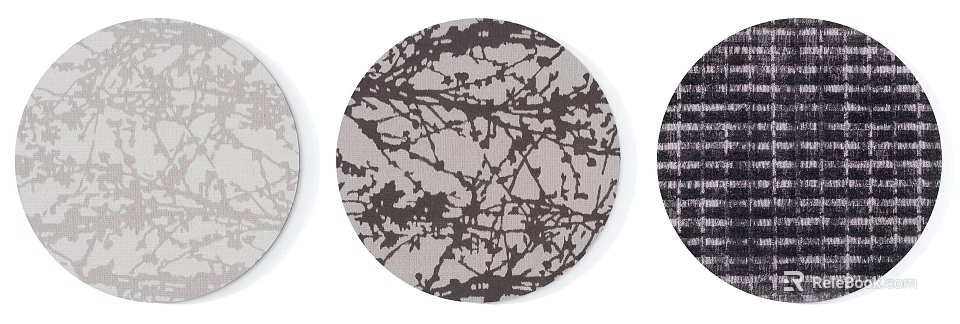 Elegant Round Rugs with Tree Branch Pattern and Multiple Designs for Home Decor 3d model