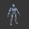 Detailed Sci-Fi Mechanical Robot Character With Metallic Armor And Blue Accents