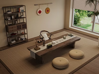 Antique Tea Table Tatami Tea Table Antique Rack 3d model
