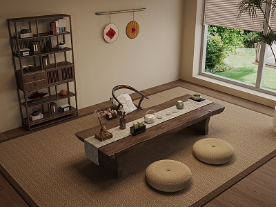 Antique Tea Table Tatami Tea Table Antique Rack 3d model