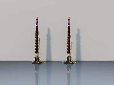 Elegant Swing Door With Brown Gold Decorative Pillars Purple Top And Smooth Surface 3d model